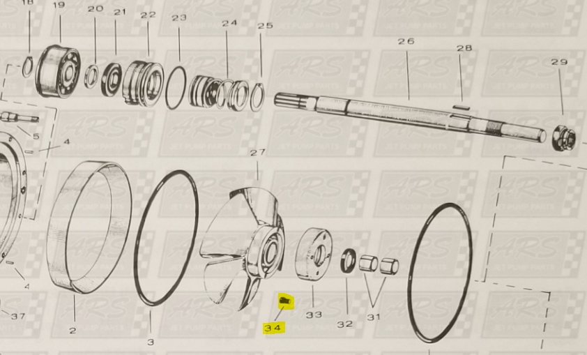 Bowl Wear Ring Bolts fits 12YJ Jacuzzi Jet Drive  — Fig. No. 34