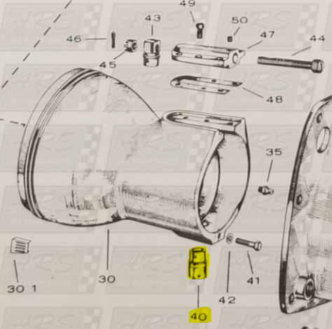 Lower Pivot Pin for Steering Nozzle fits 12YJ Jacuzzi Jet Drive  — Fig. No. 40