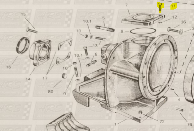 Bolt for Hand Hole Inspection Cover fits Golden Eagle Jacuzzi Jet Drive  — Fig. No. 11