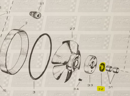 Lip Seal for Bowl Bearing fits Golden Eagle Jacuzzi Jet Drive  — Fig. No. 32