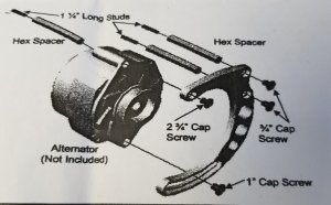 Small Block Chevy  Alternator Bracket Mounting Kit - Mid Mount Style - SBC