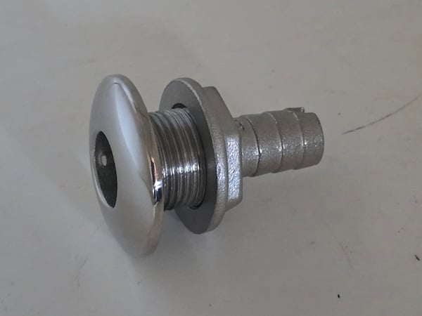 Stainless Steel Thru Transom Water Dump Fittings, 5/8" Hose ID, Short length